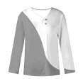 thumbnail image 4 of Scyoekwg Women Long Sleeve Tops Skew Collar Button-Up T Shirts Dressy Casual Blouse Lightweight Loose Color Block Tops for Women Trendy Tshirt Blouses (Gray,M), 4 of 5