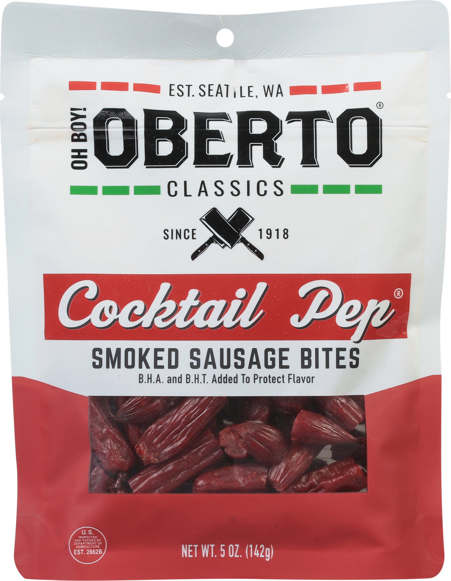 (2 pack) Oh Boy! Oberto Classics Cocktail Pep Bite Size Smoked Sausage Sticks 5oz Resealable Bag