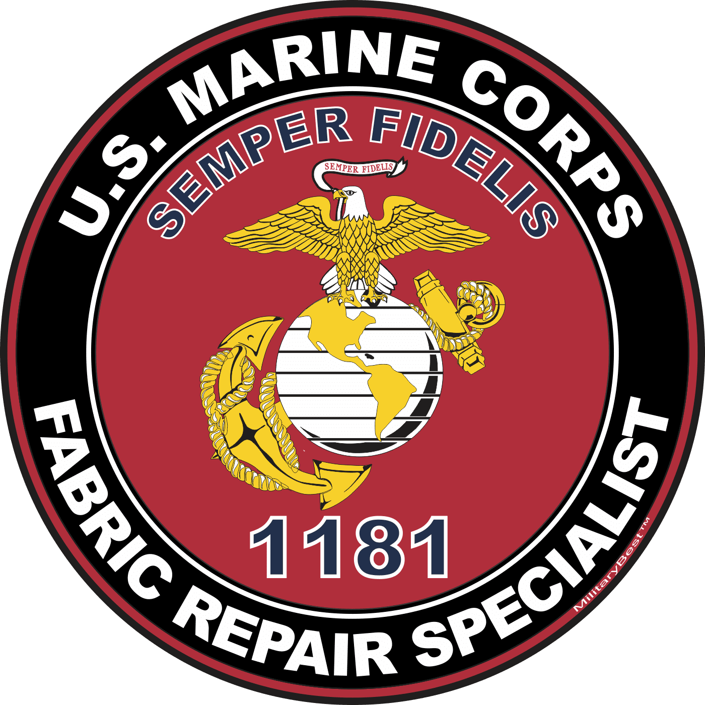 U.S.M.C. MOS 1181 Fabric Repair Specialist Decal 5.5" Red