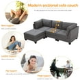thumbnail image 5 of YODOLLA 88.6" Gray Sectional Sofa with Ottoman, L Shape Tufted Living Room Couch with Chaise, 5 of 8