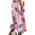 thumbnail image 1 of Vestido De Mujer Vestido elegante estampado Cuello redondo Vestidos sueltos Moda para boda (Rosa M) Ygjytge para Mujer Rosa T L, 1 of 9