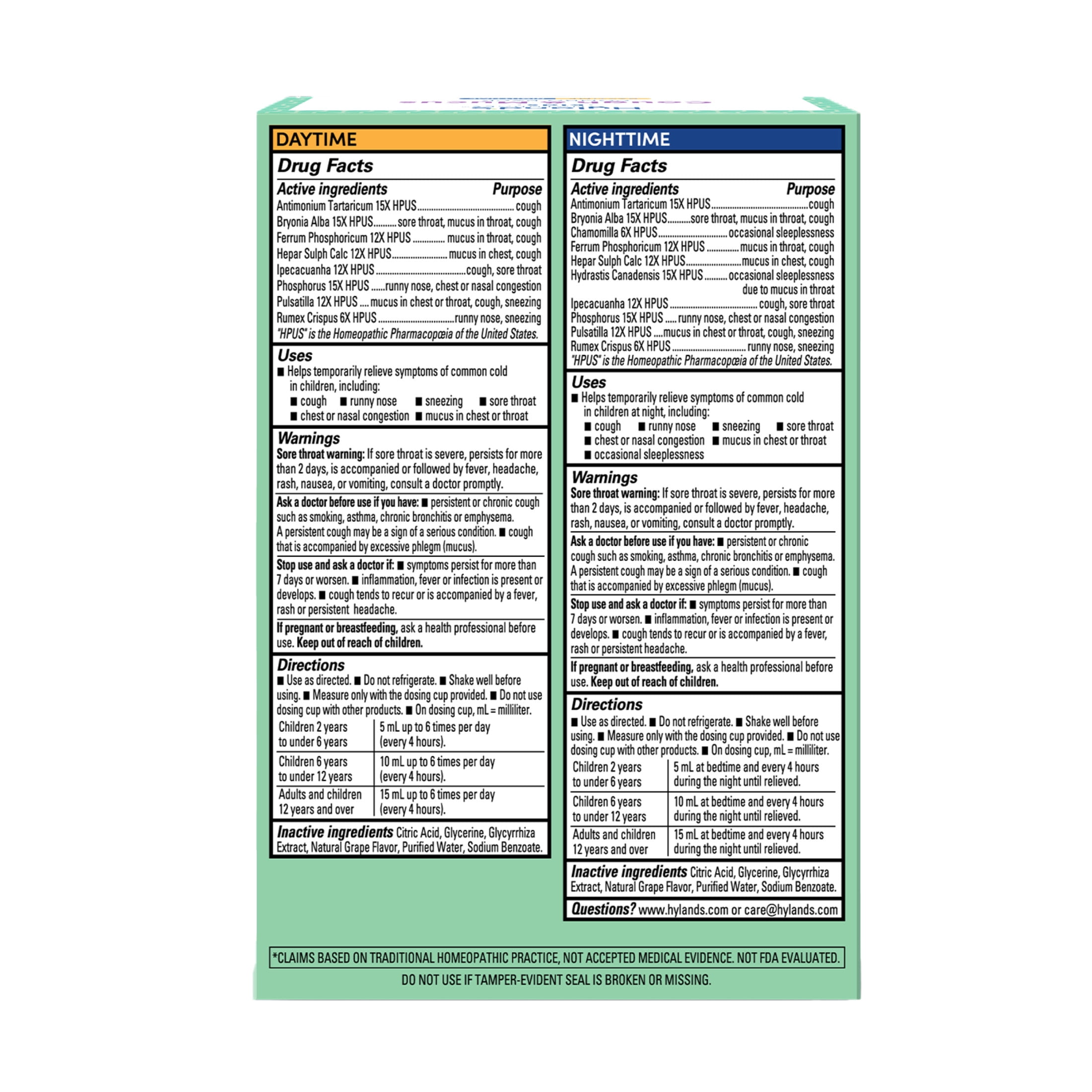 (3 pack) Hyland's Kids Cough & Mucus Grape Liquid, Day & Night Combo Pack, 8 fl oz