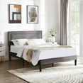 thumbnail image 6 of VECELO Queen Bed Frame, Upholstered Queen Size Platform Bed Frame with Adjustable Headboard, Strong Wood Slat Support, No Box Spring Needed, Dark Gray, 6 of 7