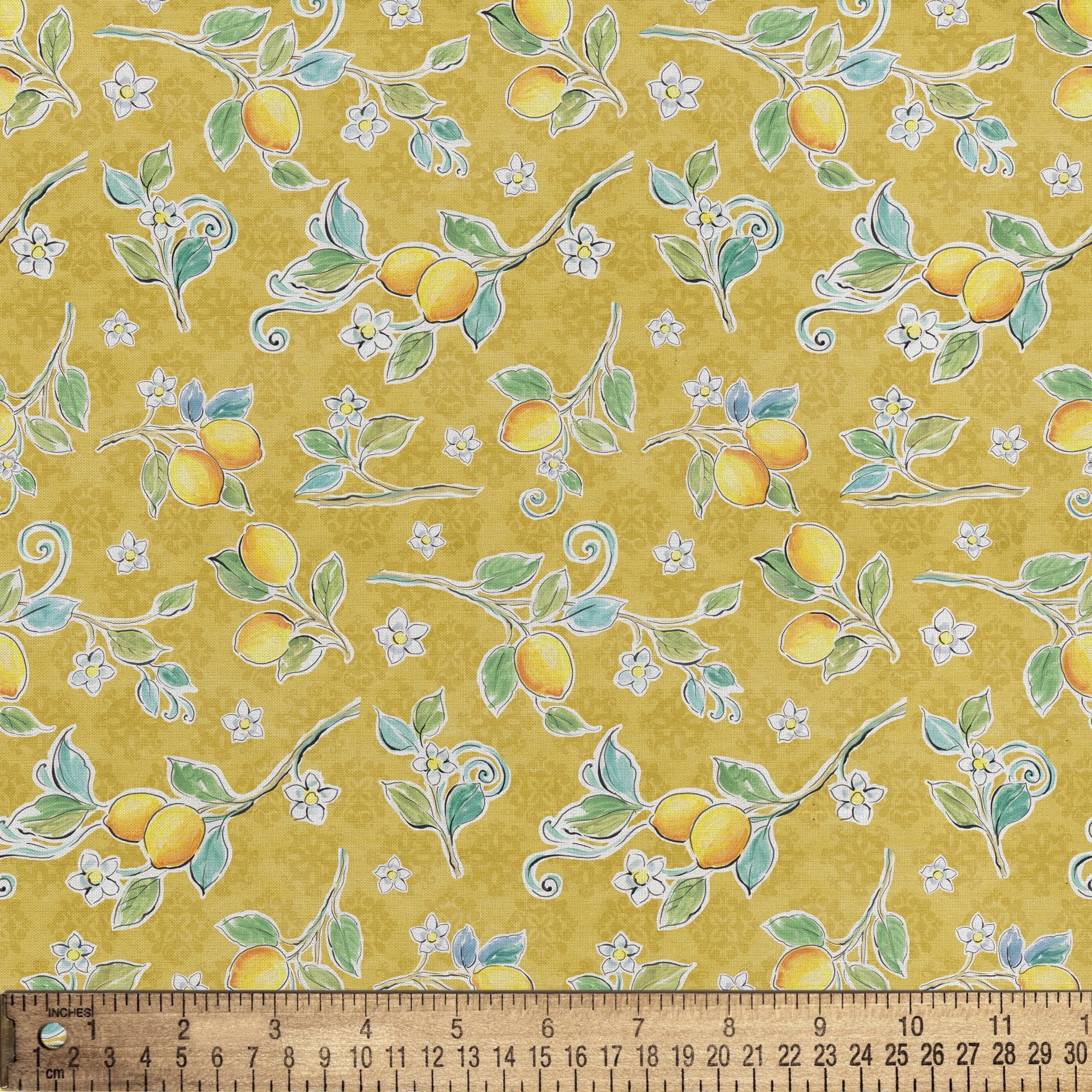 (2 pack) 1 Yard 100% Cotton Mediterranean Lemons, Yellow, 44" Wide for Quilting & Sewing by David Textiles