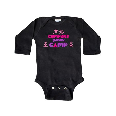 

Inktastic Campers Gonna Camp Stars Trees - Pink Purple Gift Baby Boy or Baby Girl Long Sleeve Bodysuit