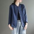 thumbnail image 4 of Posijego Plus Size Shirts for Women Spring Summer Long Sleeve Casual Button down Shirt Cotton Linen Tops, 4 of 7