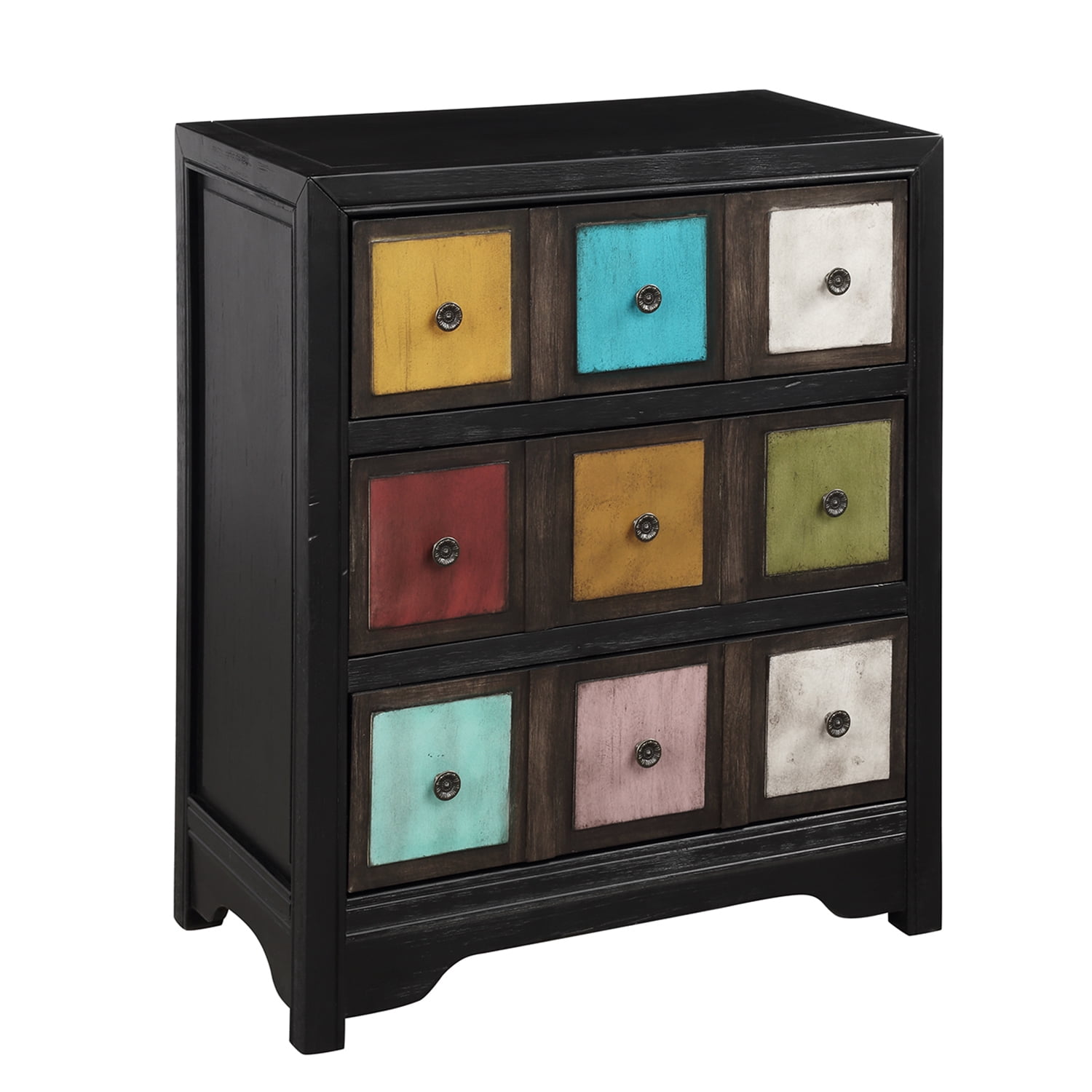 Distressed 3 Drawer Accent Chest, Full color