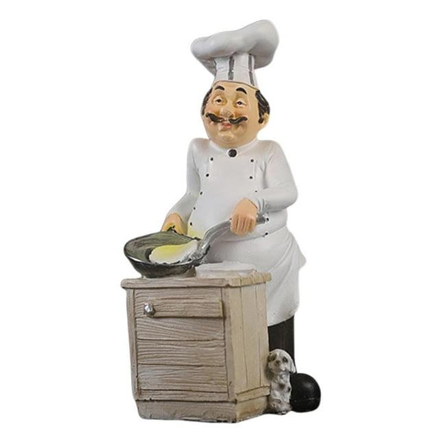 GROWTH TANK French Chef Figurine Kitchen Ornament Resin Cook Statue Sculpture Home Bar Decor Cooking