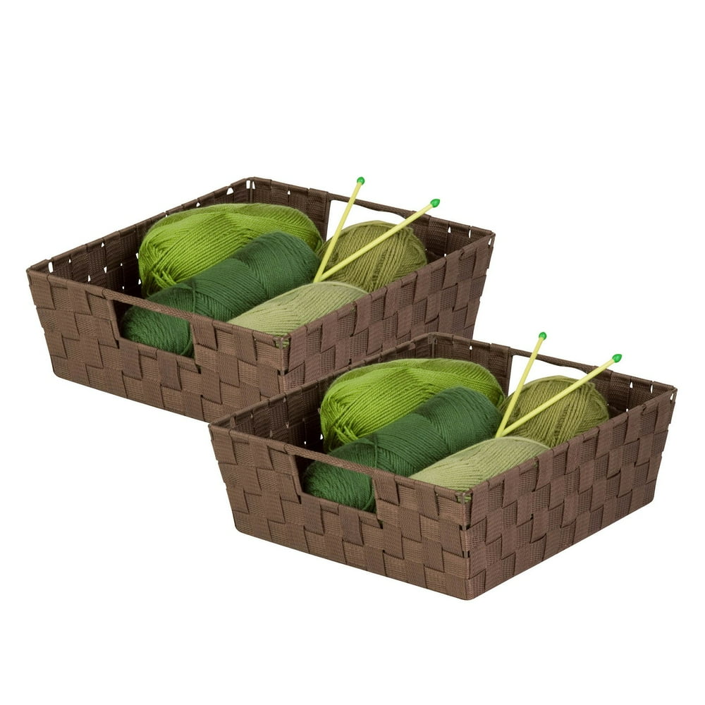 Honey Can Do Woven Basket with Handles, Multicolor (Pack of 2