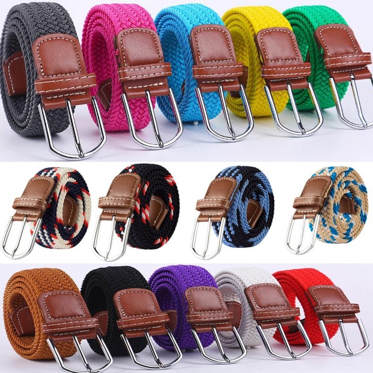 Braided Stretch Elastic Belts | Pin Oval Solid Black Belt  display picture 2