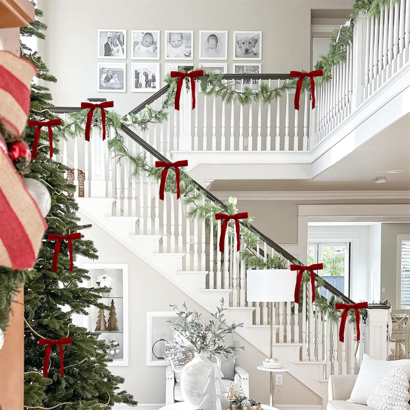 1 Pcs Velvet Bows for Christmas Tree Decorations Indoor, Vintage Christmas Tree Bows Velvet Ornaments for Garland Wreath Gift Wrapping Bags Door Fireplace Holiday Decor,(5" * 7")