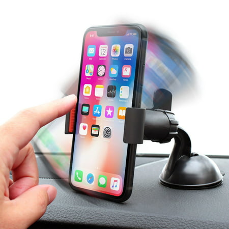 Insten Car Windshield Cell Phone Holder Car Mount Bracket for iPhone XS Max XR XS X 7 8 Plus SE 6s 6 iPod Touch 6th Samsung Galaxy S9 S9+ S10 S10e S8 S7 S6 Plus Edge Note 8 J7 J3 ZTE LG G6 V30 Stylo 4