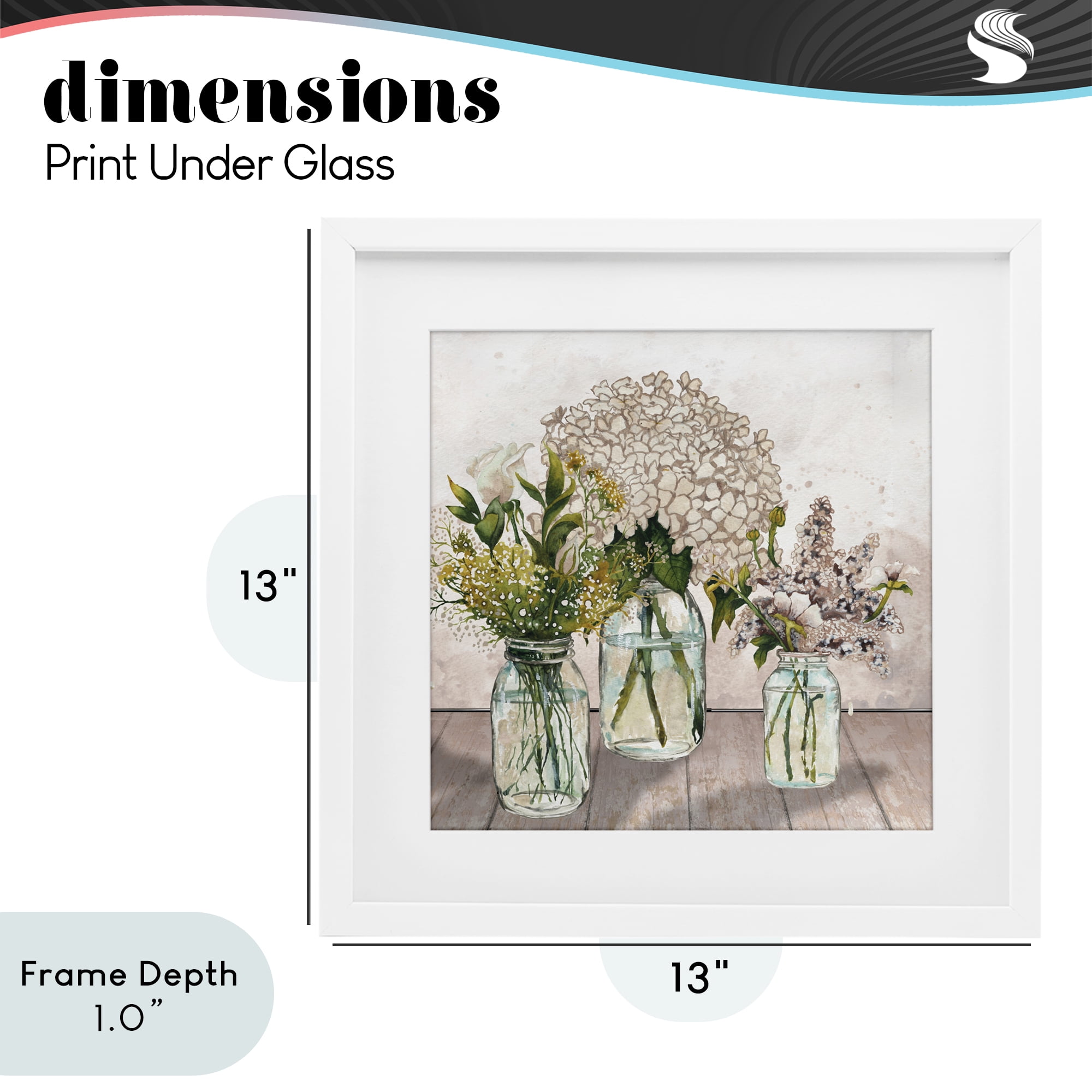 Stupell Industries Jars Of Wildflowers White Framed Print Under Glass, design by Elizabeth Medley