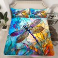 thumbnail image 2 of Homewish Flying Animal Dragonfly Queen Sheet Sets,Watercolor Galss Artistic Flat Sheet,Modern Aesthetic Queen Fitted Sheet For Men Women,Luxury Bedroom Decor,4pcs, 2 of 7