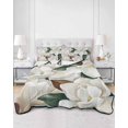 thumbnail image 2 of Quilts Twin Size Bedding Set, Spring Magnolia Blossom Lightweight Quilted Comforter, White Flowers Leaves Plants Country Reversible Bedspread Coverlet with Pillow Covers for All Season, 68" x 86", 2 of 7