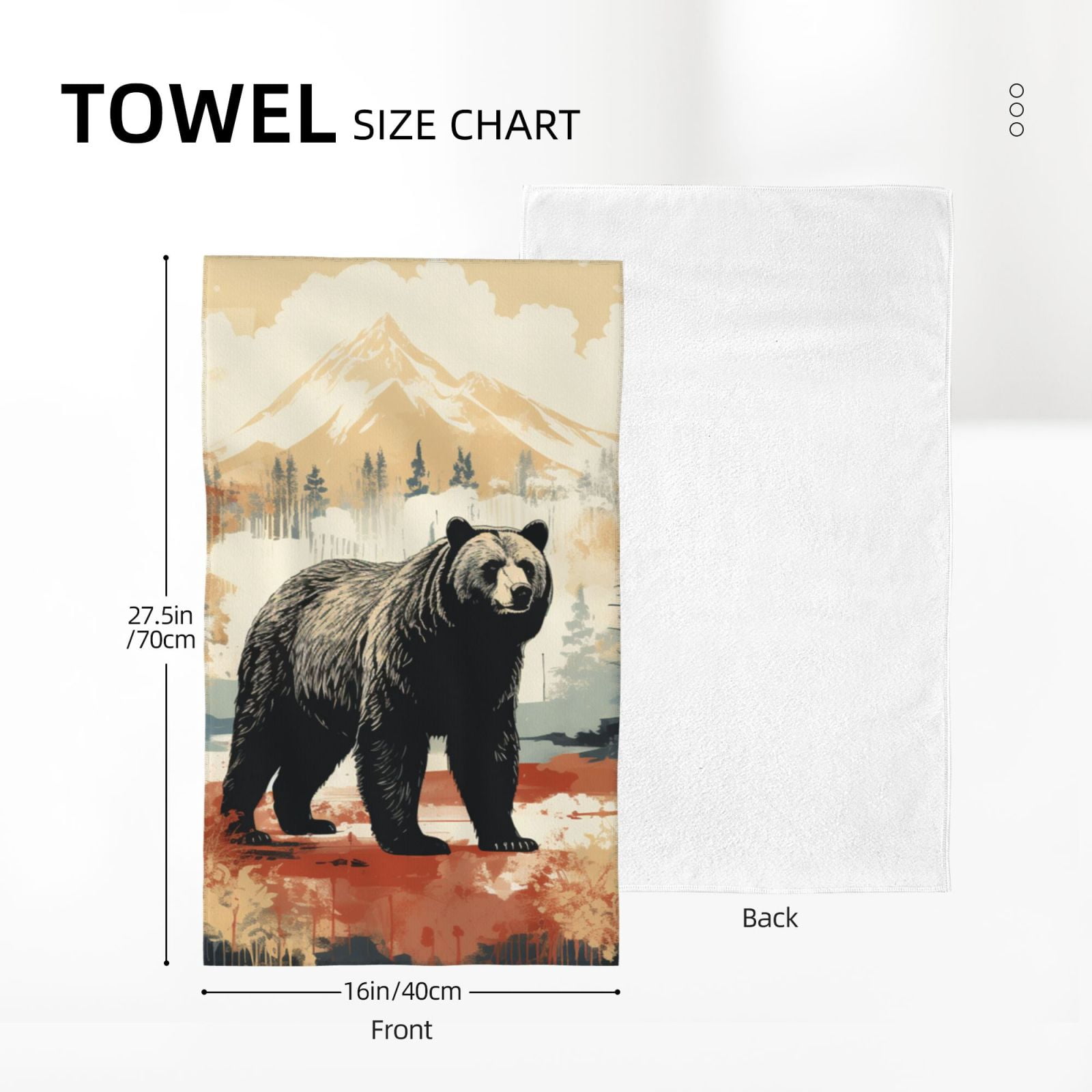 Bear Rustic Lodge Southwestern 27.5" x 16" Ultra Soft Hand Towel, Face Wash Cloth for Bathroom, Gym, Travel, Pool
