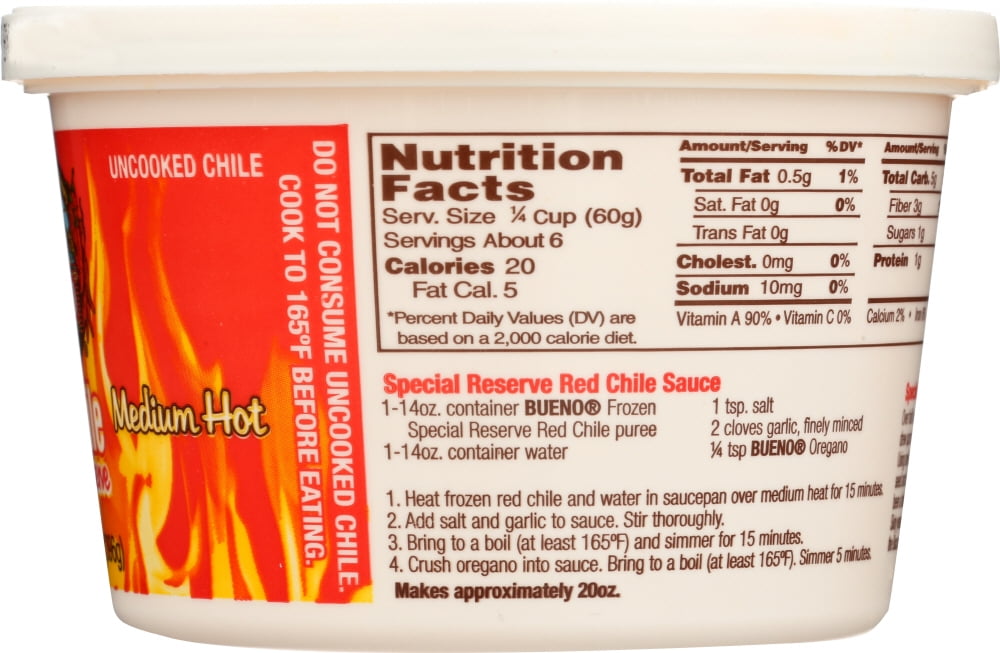Bueno Foods BUENO® Special Reserve Medium Puree Red Chile, 14 oz (Frozen) Chile Tub