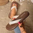 thumbnail image 2 of HAOTAGS Womens Fashion Flip-Flops,Toe-Post Round-Toe Open-Toe Flat Sole Casual Summer Beach Footwear Beige 8.5, 2 of 9