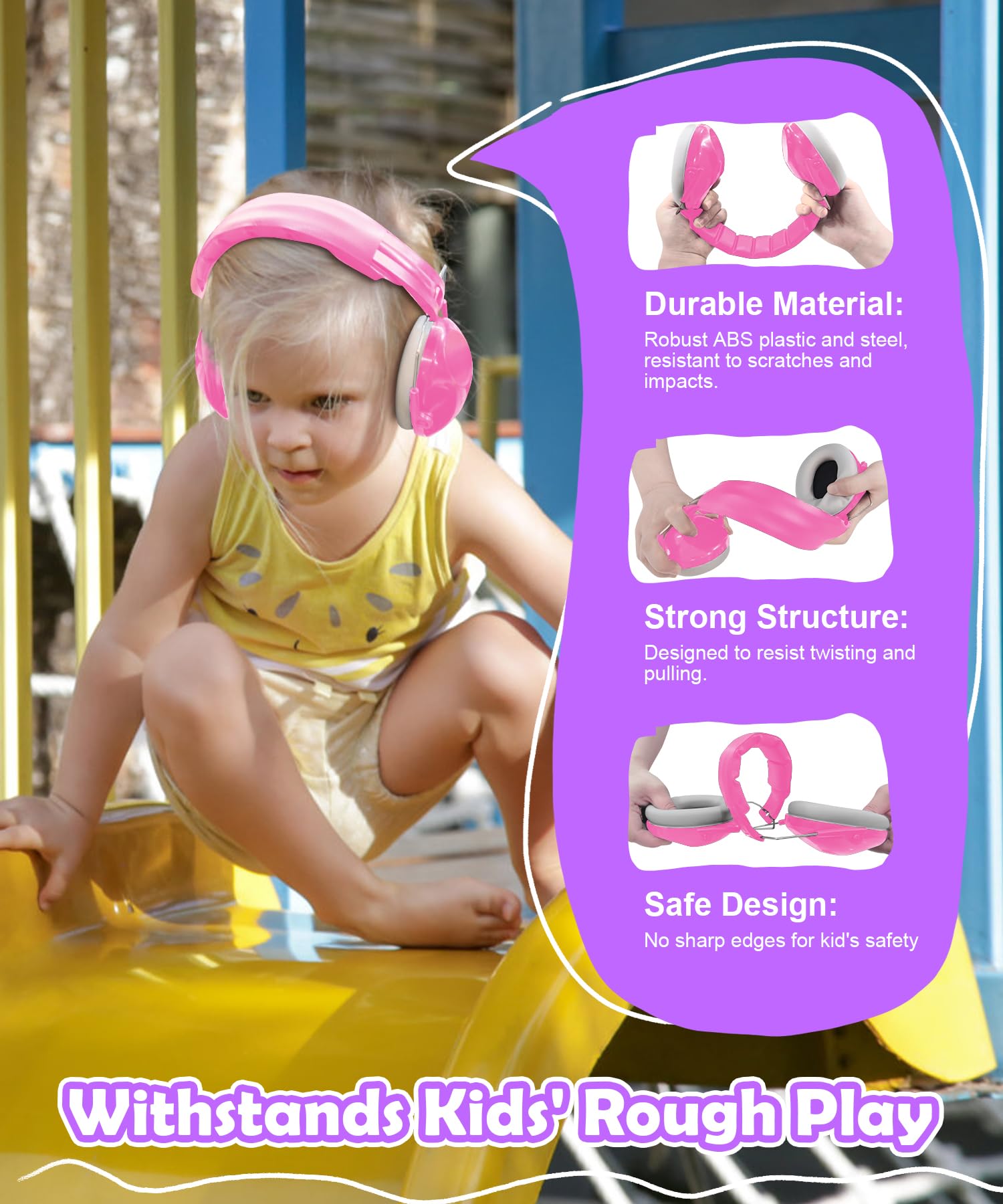 PROHEAR 032 Kids Noise Cancelling Headphones, Princess Pink photo 7