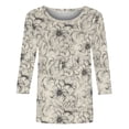 thumbnail image 4 of YUGYXL Women's Casual 3/4 Sleeve T-Shirts Round Neck Cute Floral Printed Tunic Tops Basic Tees Business Work Blouses O Multicolor M, 4 of 5