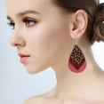 thumbnail image 4 of Jewelry VerPetridure Womens Leopard Leather Earrings Teardrop Dangle Earrings Leaf Earrings, 4 of 4