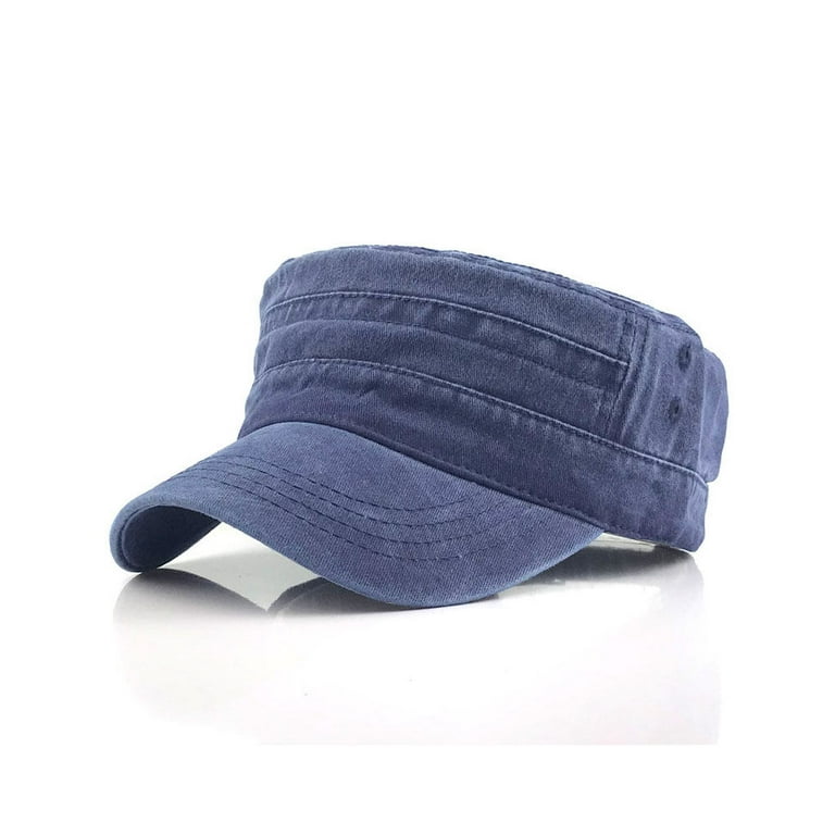 Flat cap men's military cap spring and summer washed to make old men's hats  Korean casual caps tide summer sun visor outdoor sports cap [blue]