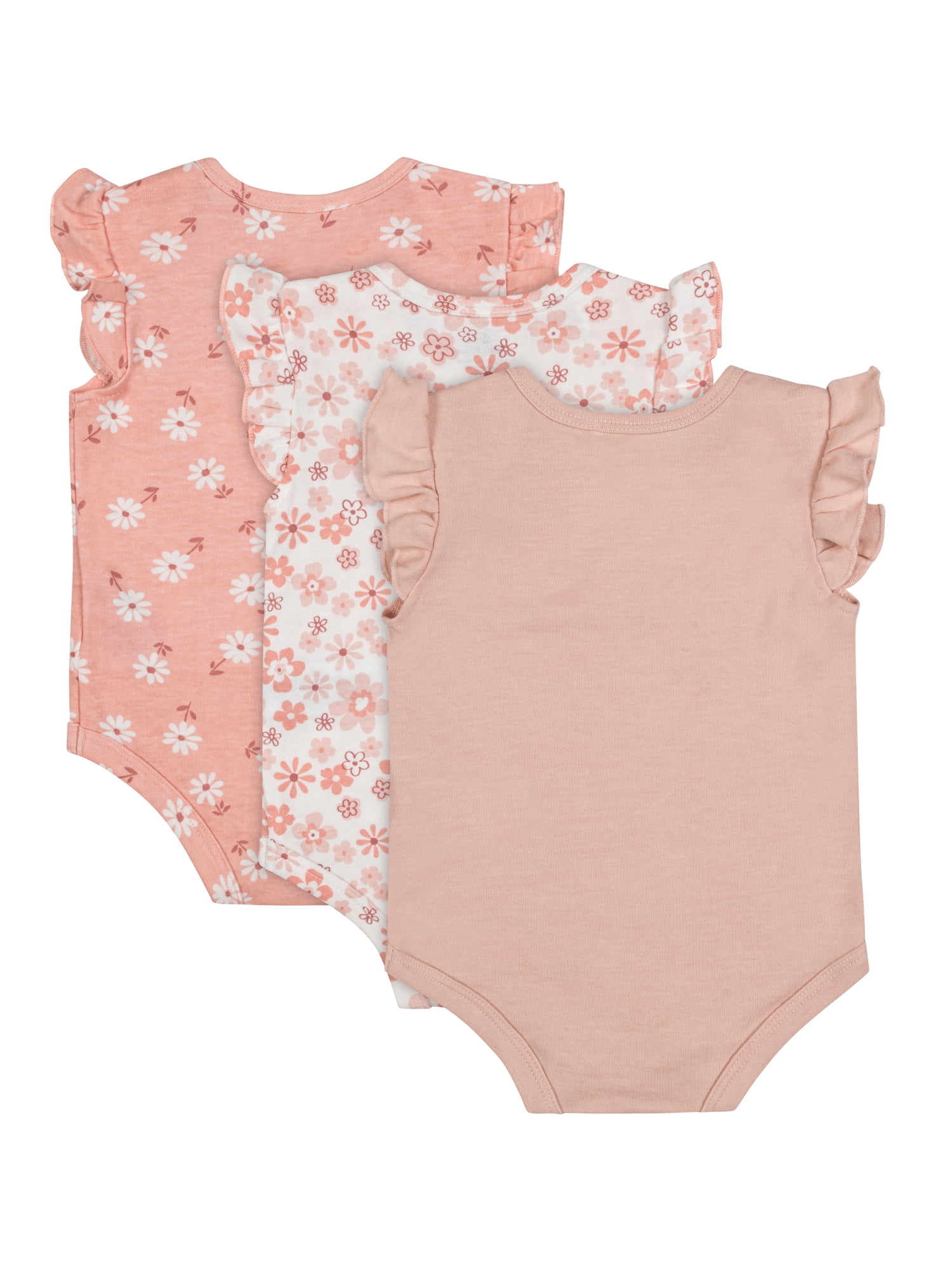 Wonderluxe Newborn Short Sleeve Bodysuits, 3-Pack, Sizes 0
