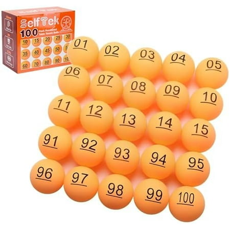 100Pcs Numbered Table Tennis Balls Beer PingPong 40mm Raffle Balls Lottery Balls Printed with Numbers for Party Games (No. 1-100)