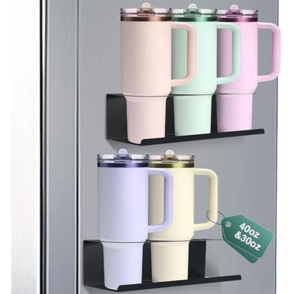 2 Pack Magnetic Stanley Cup Holder, Water Bottle Organizer for Stanley 30&40 oz Tumbler, Metal Cabinet Cup Storage Racks, Tumbler Organizer Accessories