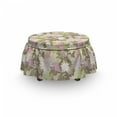 thumbnail image 3 of Floral Ottoman Cover, Vintage English Garden Soft, 2 Piece Slipcover Set with Ruffle Skirt for Square Round Cube Footstool Decorative Home Accent, Standard Size, Multicolor, by Ambesonne, 3 of 5