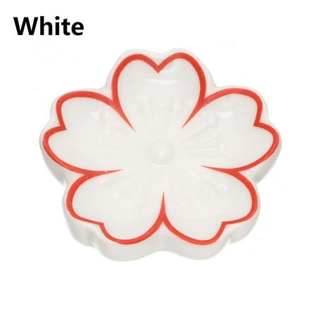 

New Cute Kitchen Spoon Fork Chopstick Rest Ceramic Chopsticks Holder Sakura Blossoms Colorful WHITE
