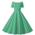 thumbnail image 4 of lcziwo Girls 50s Vintage Polka Dot Swing Party Dress Retro Rockabilly Dresses Wedding Casual Skater Dress for Kids Green 5 Years, 4 of 7