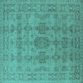 thumbnail image 1 of Ahgly Company Machine Washable Indoor Square Oriental Turquoise Blue Traditional Area Rugs, 5' Square, 1 of 4
