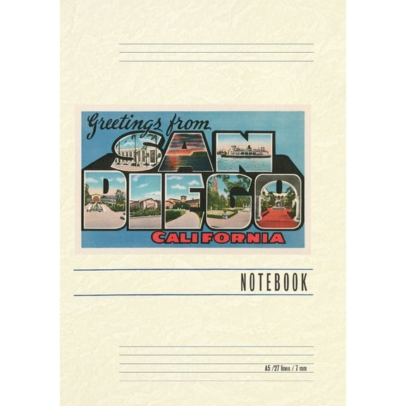 Vintage Lined Notebook Greetings from San Diego, California, (Paperback)