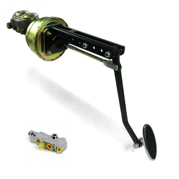 Universal Adjustable Firewall 8 in. Dual Brake Pedal Kit Disc & Disc Small Oval Chrome Pad