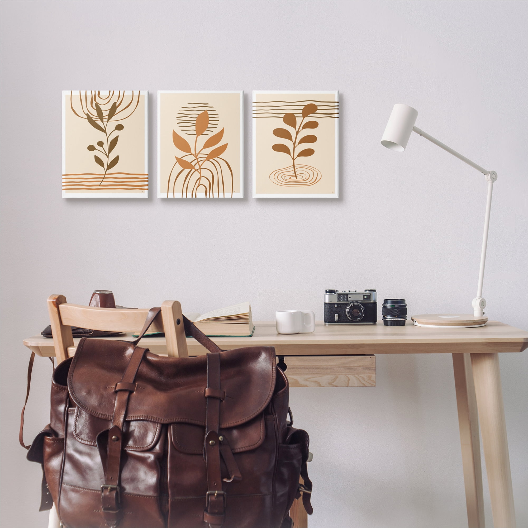 Stupell Industries Beige Boho Sprouts Botanical & Floral Painting Gallery Wrapped Canvas Art Print Wall Art, 11 x 14, Set of 3