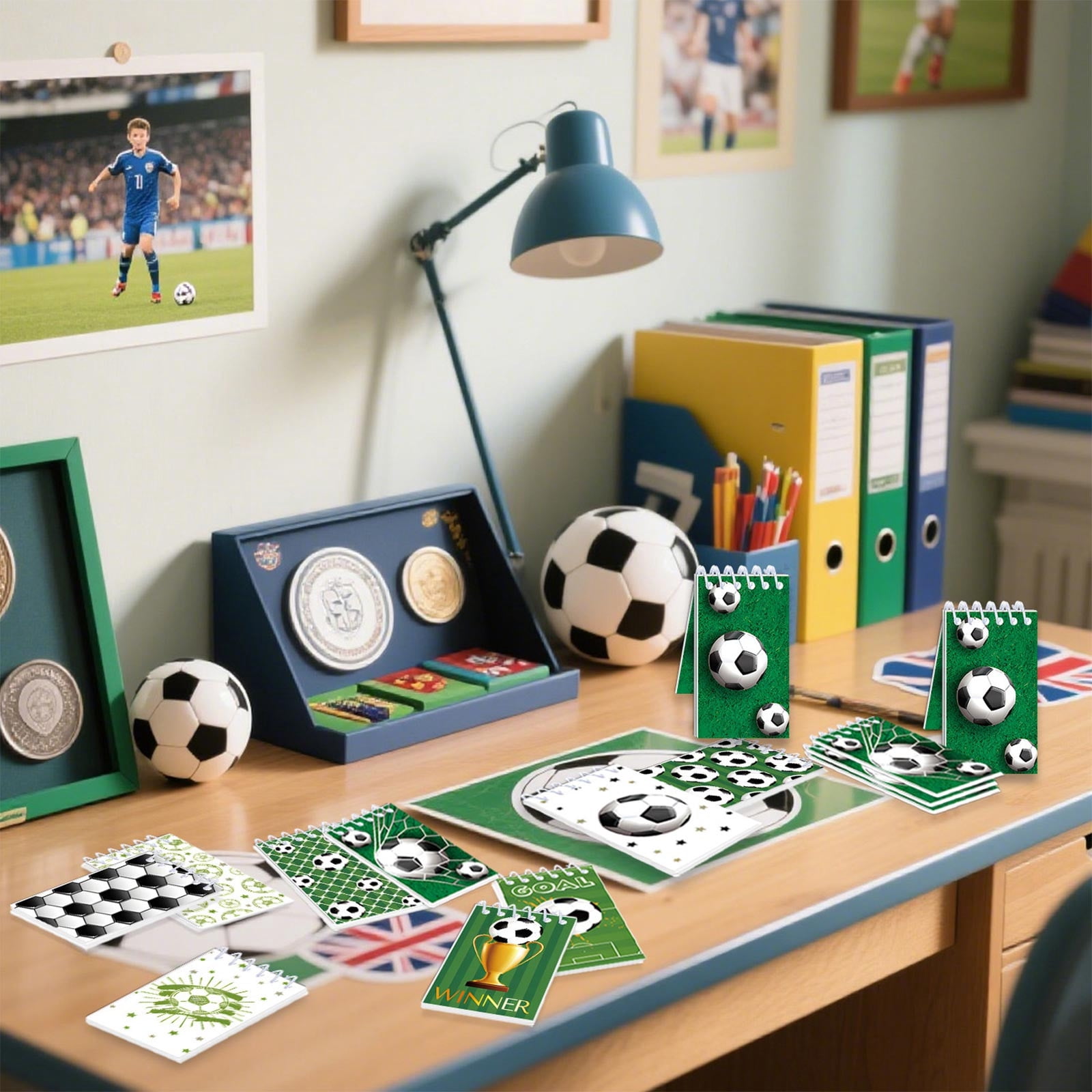 Seyotauo Soccer Mini Notebooks Bulk Set, Pocket Sized Notepad with Durable Binding, Perfect for Soccer Score Recording, Birthday Party Favors and Daily Use