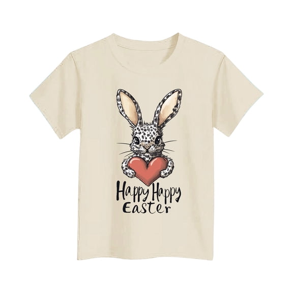 Fjofpr Graphic T Shirts for Girls CUHK Children's Easter Casual Printed Pattern Short Sleeve Round Neck Top T-shirt
