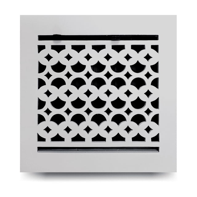 Cast Iron Floor Vent Cover 8″ x 8″ with Damper | Heavy-Duty Decorative HVAC Floor Register | Tudor Mushroom Design Air Vent Grille | Powder Coated, Repaintable, Walkable Drop-In Duct Cover (VR-100)
