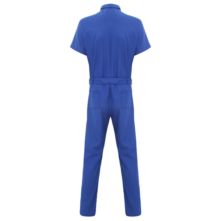 Haitryli Men's Work Utility Jumpsuits Short Sleeves Front