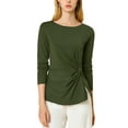 thumbnail image 2 of Unique Bargains Women's Round Neck Front Twist Top Long Sleeve Blouse, 2 of 7