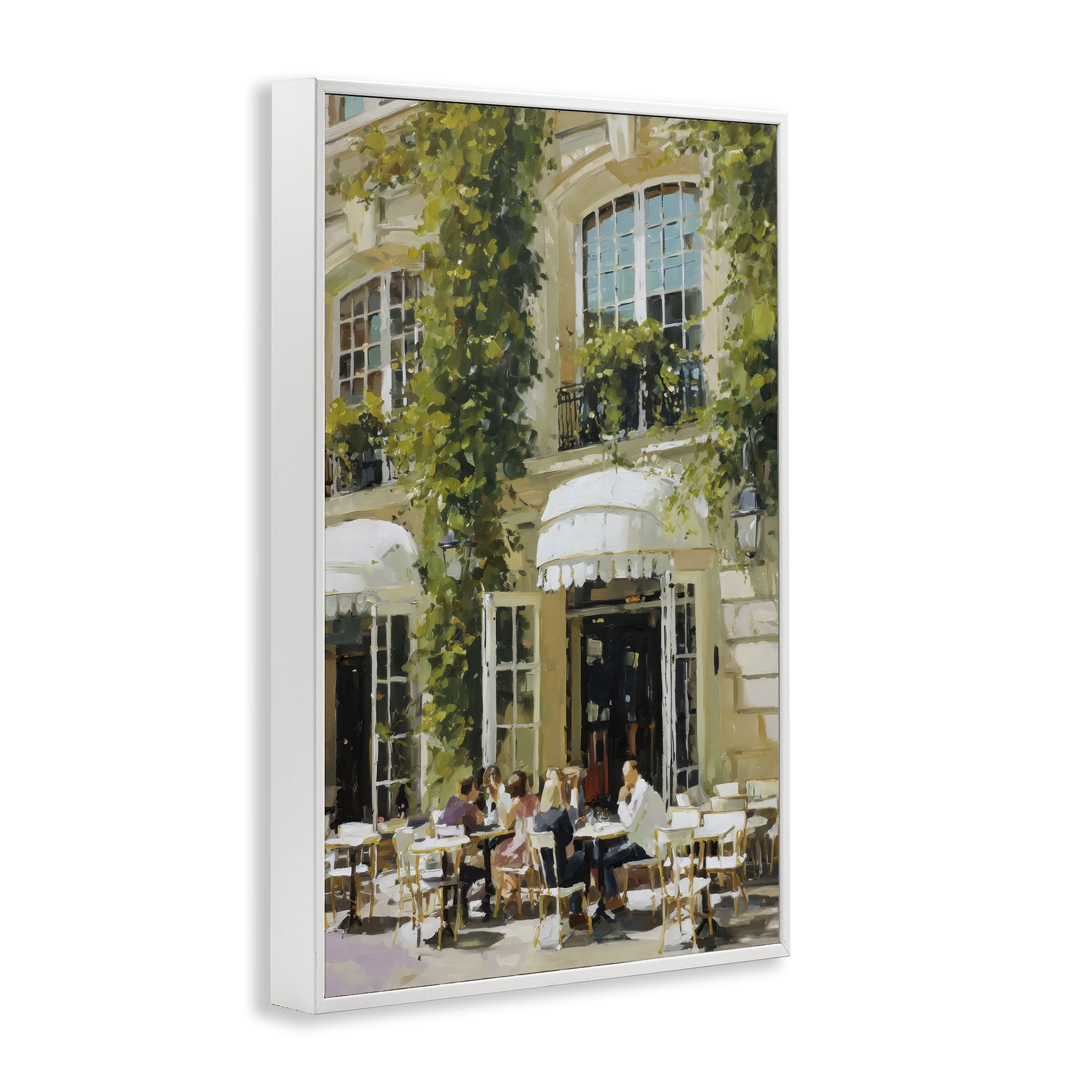 Stupell Industries Cafe Terrace with Ivy White Framed Giclee Art, design by Petal Prints Design