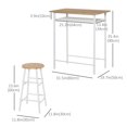 thumbnail image 2 of CoSoTower 3 Piece Counter Height Bar Table Set with 1 Table, 2 Matching Stools, Dining Table Set with Storage Shelf and Metal Frame Footrest, White and Oak, 2 of 7
