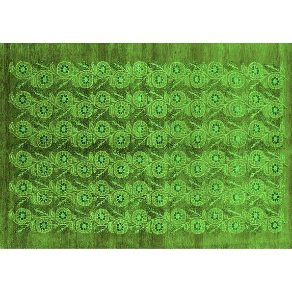 Ahgly Company Indoor Rectangle Oriental Green Industrial Area Rugs, 5' x 8'