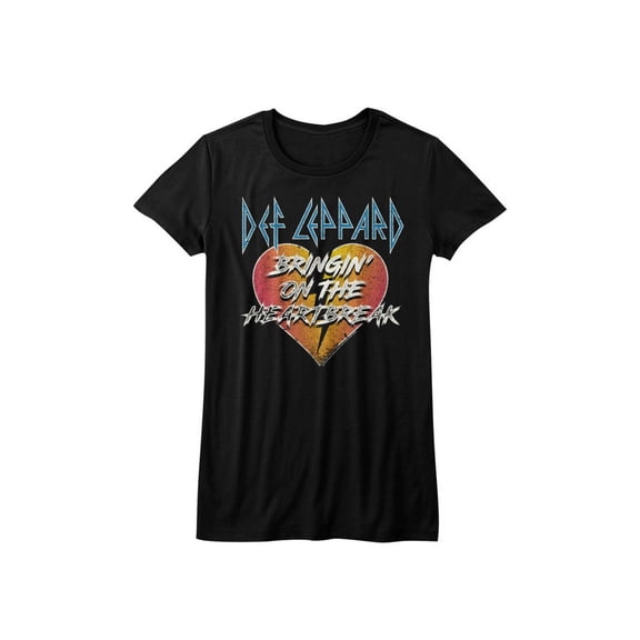 Def Leppard 1977 English Rock Band Bringin Heartbreak Black Juniors T-Shirt Tee
