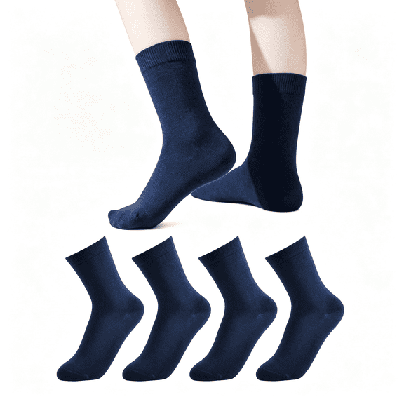 TELOLY Unisex Kids Crew Socks Soft Cotton Seamless School Socks for Girls Boys Dress Sox White Black Navy 4/6/8 Pairs Boy Socks