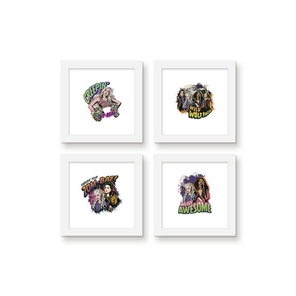 Gallery Pops Disney Zombies 3 - Graphic Wall Art Bundle (4-Pack), White Framed Version, 12" x 12"