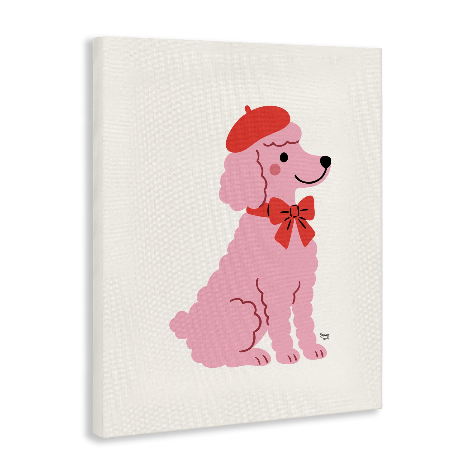 French Poodle in Beret Canvas Wall Art, design by Jessica Beck