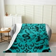 thumbnail image 2 of Snake Print Fuzzy Blanket Throw 50x60 Teal Black Boho Halloween Fleece Blanket Retro Baroque Damask Goth Skull Throw Blanket for Kids Boys Girls Adults Goth Animal Floral Sherpa Blanket, 2 of 6