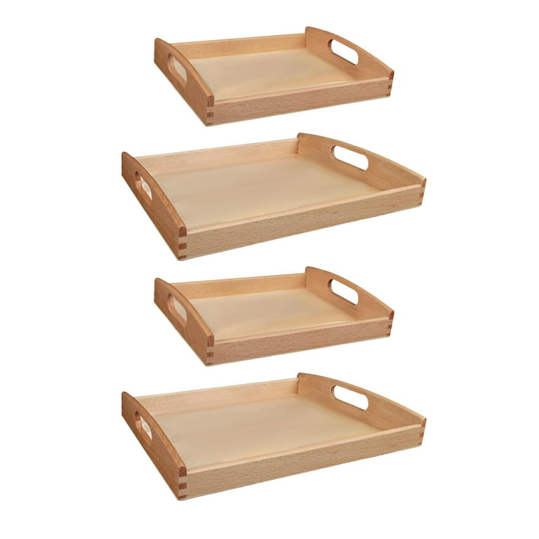 Montessori Trays,Montessori Rectangular Shape Wood Trays,Montessori Materials Wooden Toy Wood,Serving Tray Wooden Trays Handles Tray Toys,Montessori
